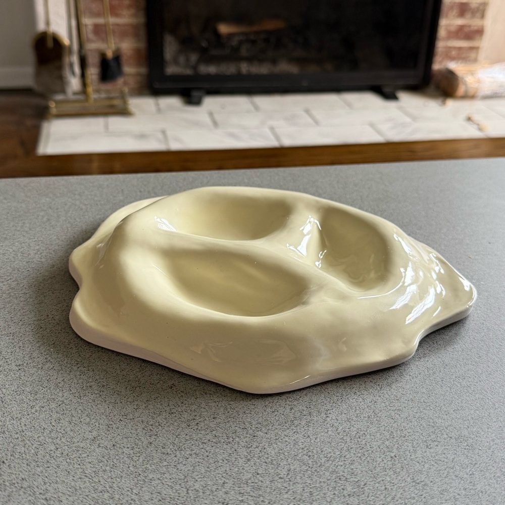 Handmade Cream Ceramic Dish
